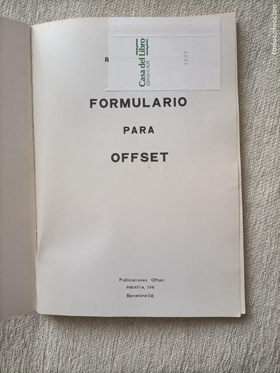 Libros de segunda mano: FORMULARIO PARA OFFSET - ROBERT F. REED 1966 - Foto 2