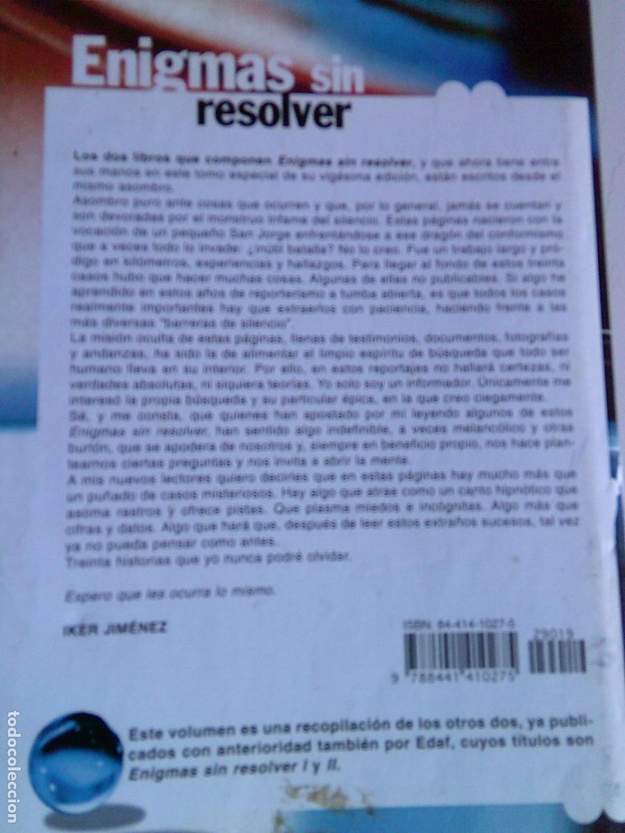 Libros de segunda mano: Enigmas sin resolver Iker Jim&eacute;nez Suma - Foto 2