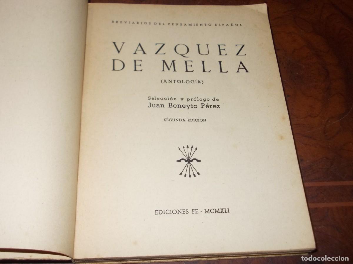 Libros de segunda mano: V&aacute;zquez de Mella Antologia. Ediciones Fe 1.961 - Foto 2