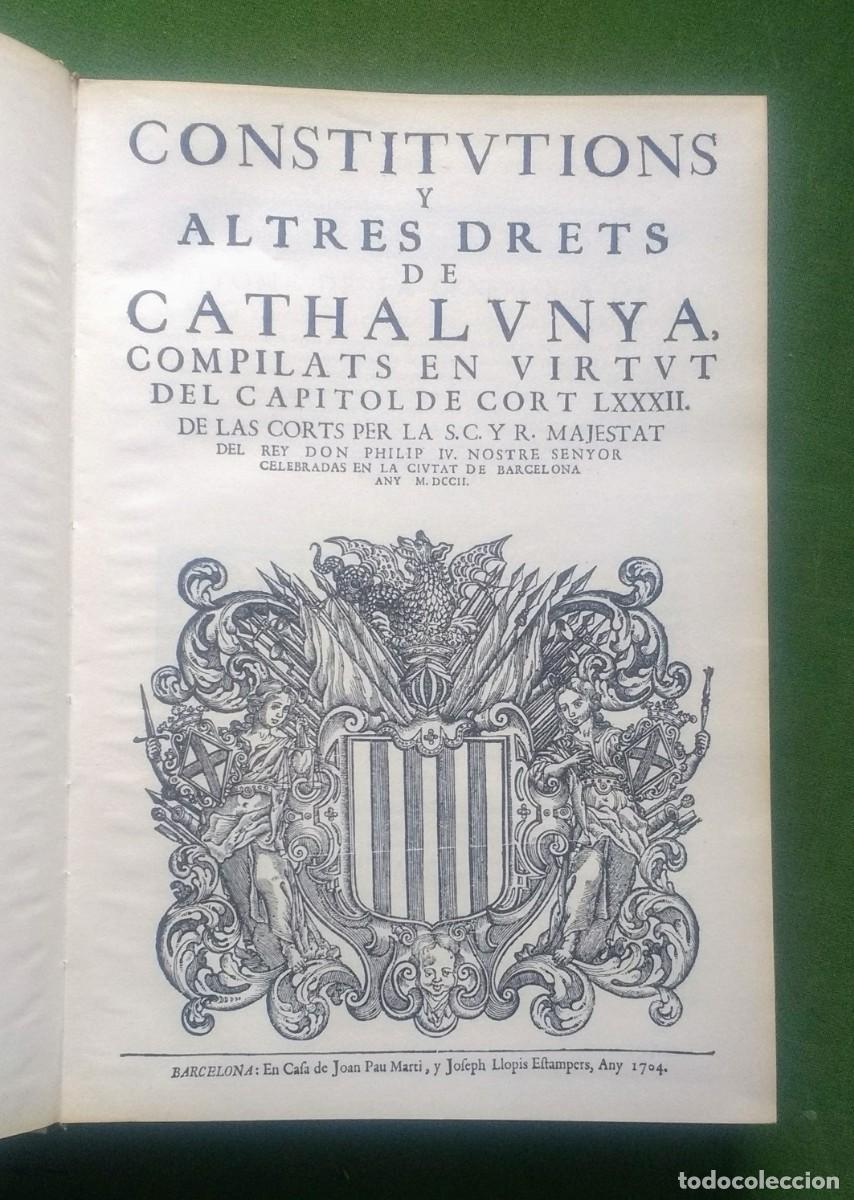 Libros de segunda mano: CONSTITUTIONS Y ALTRES DRETS DE CATHALUNYA - ED. BASE - 1973 - FACS&Iacute;MIL. (I CATALUNYA). - Foto 5