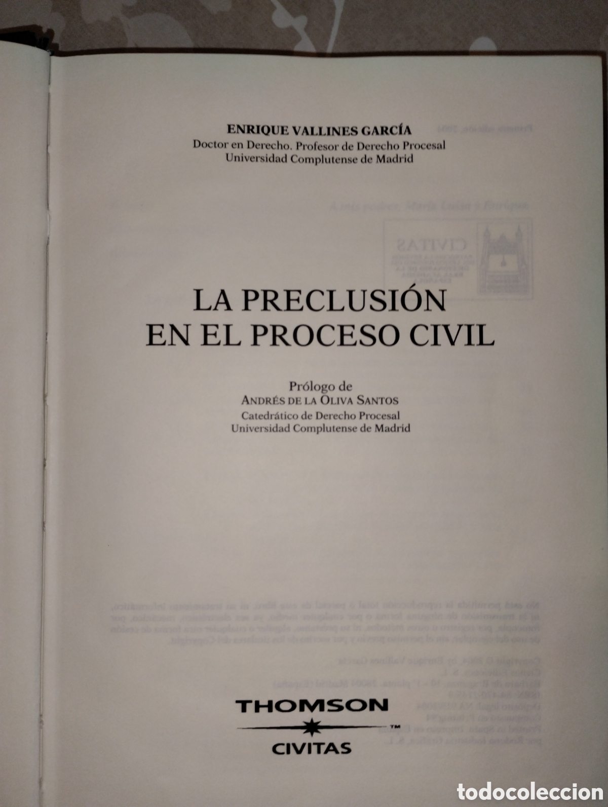 Libros de segunda mano: LA PRECLUSI&Oacute;N EN EL PROCESO CIVI - Foto 5