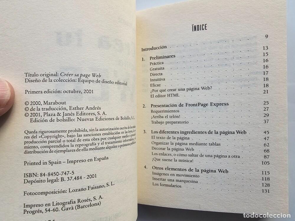 Libros de segunda mano: CREA TU P&Aacute;GINA WEB. (David Thomisse, como nuevo). - Foto 4