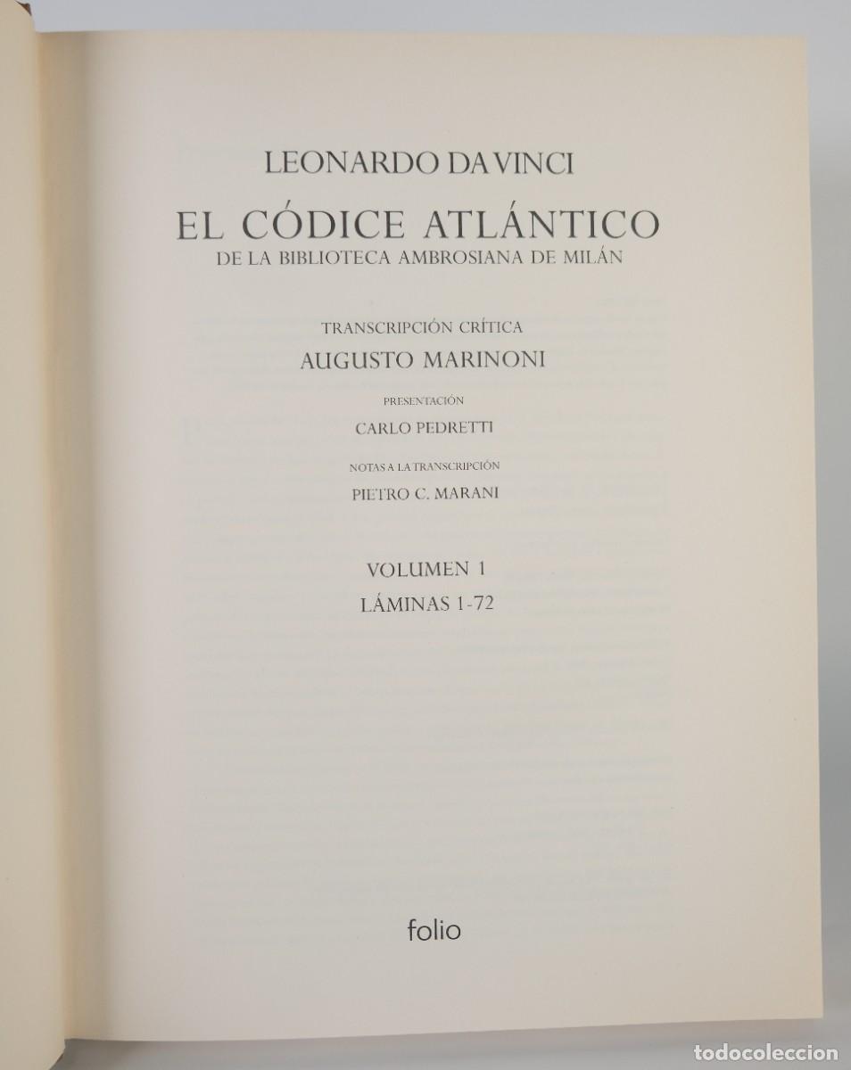 Libros de segunda mano: Leonardo Da Vinci, El c&oacute;dice Atl&aacute;ntio - Volumen 1, l&aacute;minas 1-72 - Ediciones Folio 2007 - Foto 5