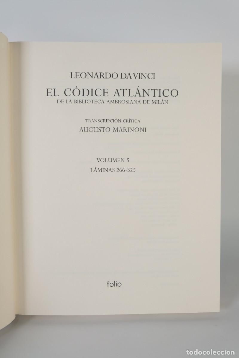 Libros de segunda mano: Leonardo Da Vinci, El c&oacute;dice atl&aacute;ntico - Volumen 5, l&aacute;minas 266-325 - Ediciones Folio, 2007 - Foto 5