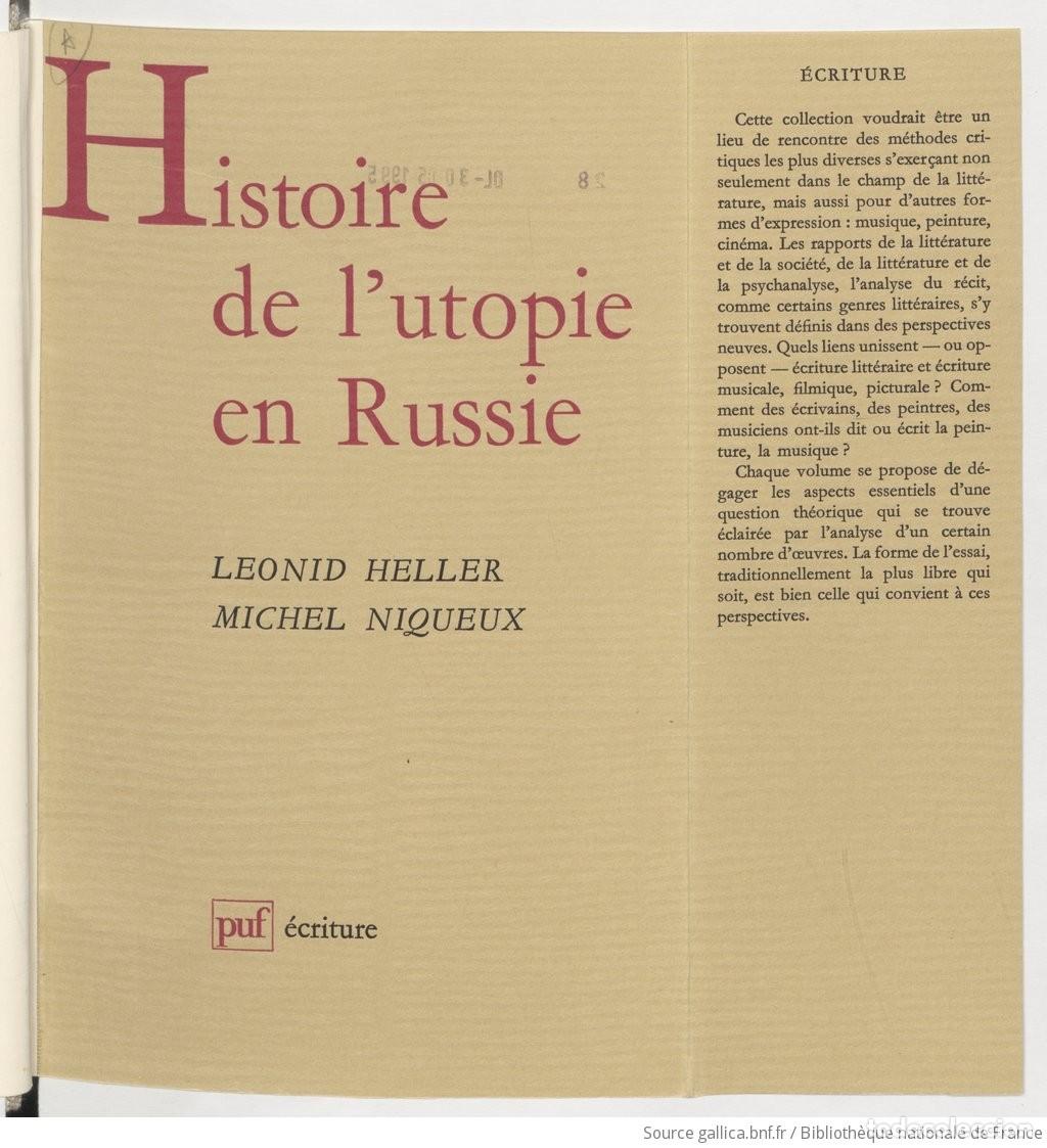 Libros de segunda mano: Histoire de lutopie en Russie. PUF - Foto 2