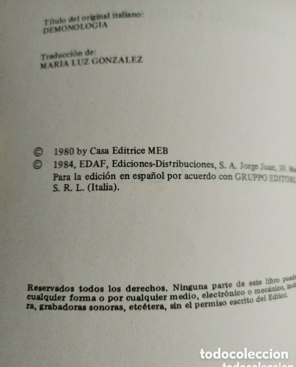 Libros de segunda mano: DEMONOLOG&Iacute;A DE CLAUDIO MARCHIARO 1984 - Foto 3