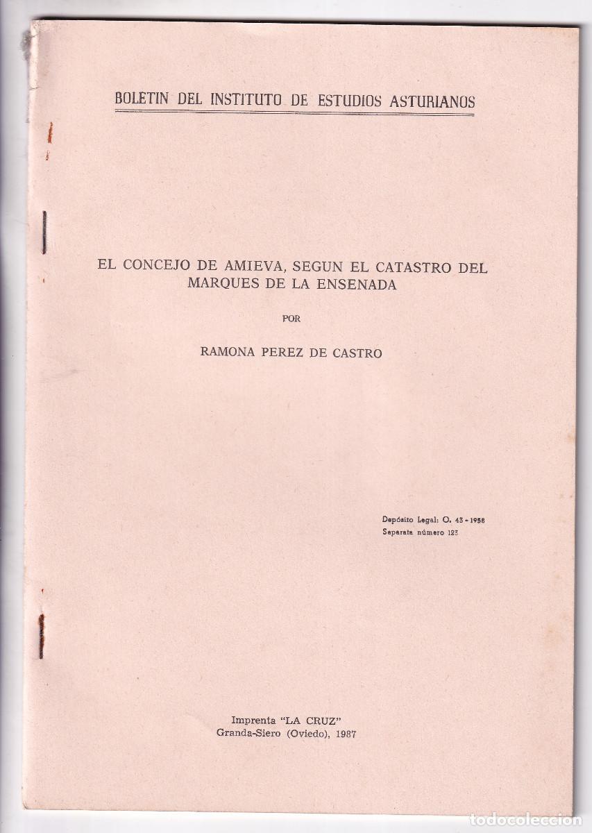Livres d'occasion: R. P&Eacute;REZ DE CASTRO: EL CONCEJO DE AMIEVA SEG&Uacute;N EL CATASTRO DEL MARQU&Eacute;S DE LA ENSENADA. 1987. ASTURIA