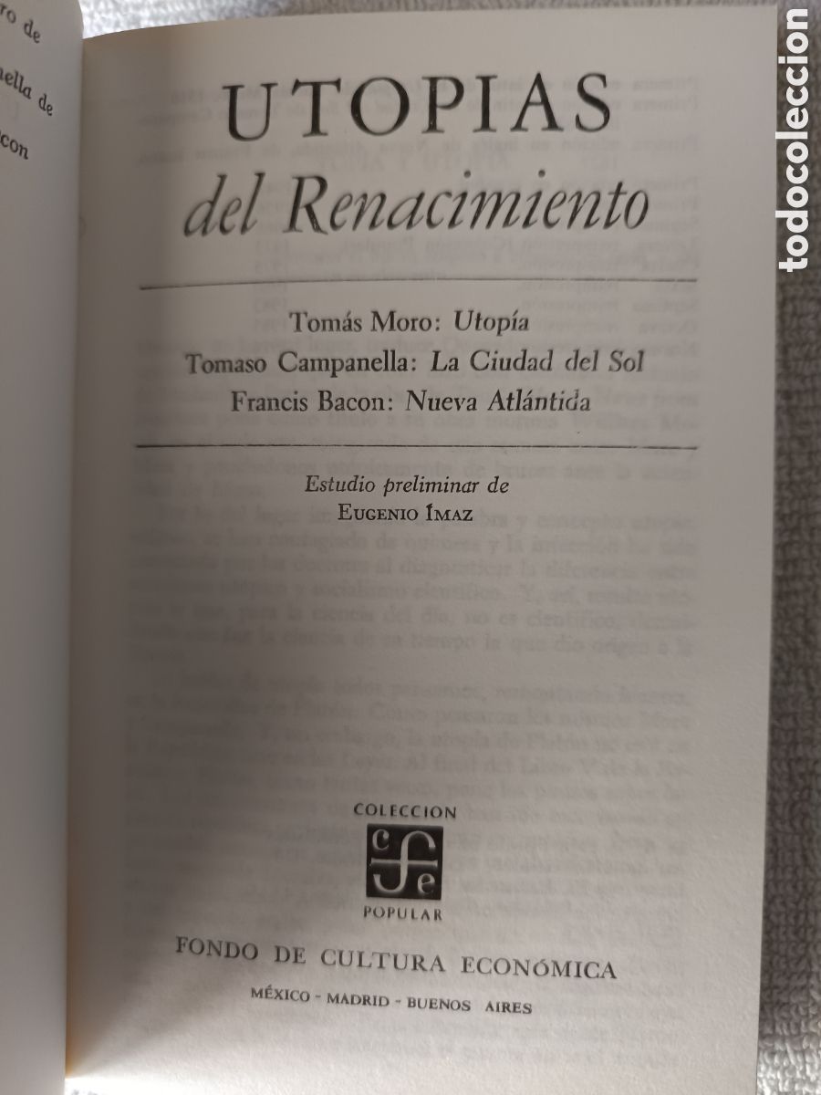 Libros de segunda mano: Utop&iacute;as del Renacimiento. Moro. Campanella. Bacon - Foto 3