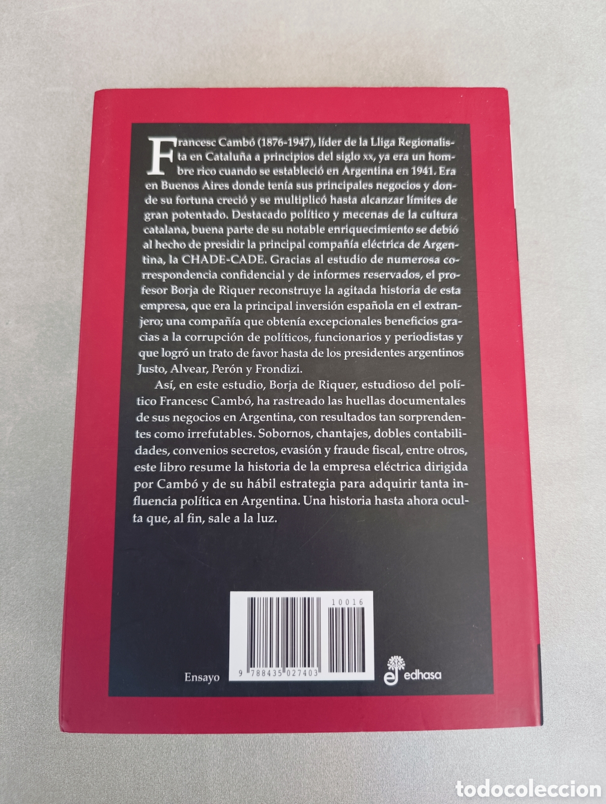 Libros de segunda mano: Camb&oacute; en Argentina. Borja de Riquer. - Foto 4