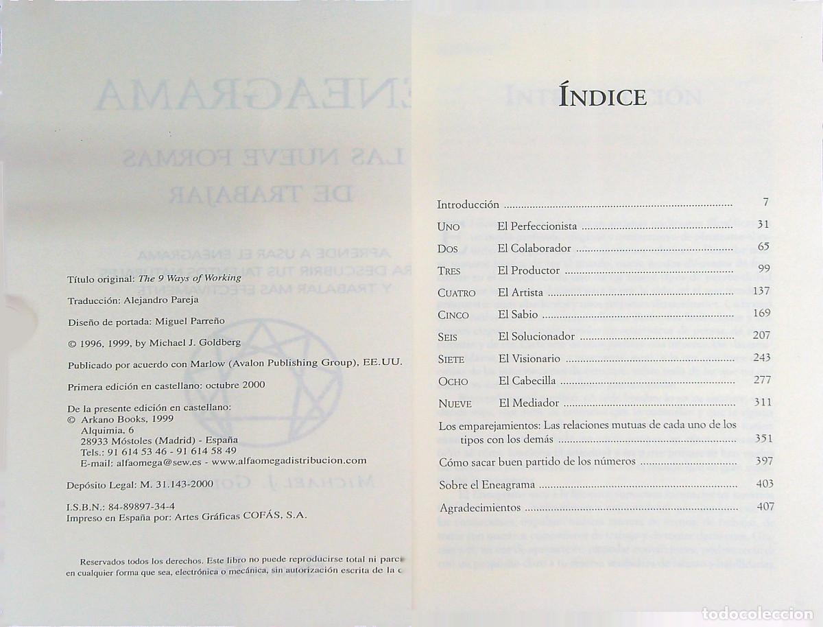 Libros de segunda mano: ENEAGRAMA LAS 9 FORMAS DE TRABAJAR - MICHAEL J. GOLDBERG - 2000 - MADRID - Foto 2