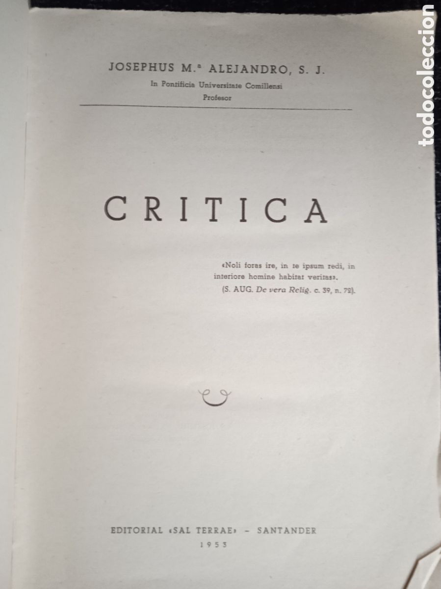 Libros de segunda mano: CR&Iacute;TICA. / JOSEPHUS M&ordm; ALEJANDRO - Foto 2