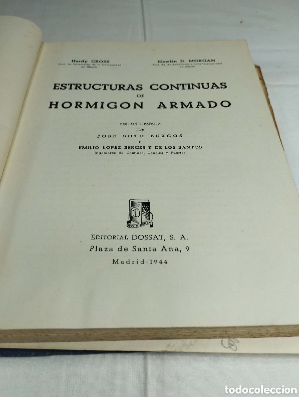Libros de segunda mano: Cross-Morgan. Estructuras hormigon armado.Editorial Dossat, 1944 - Foto 2