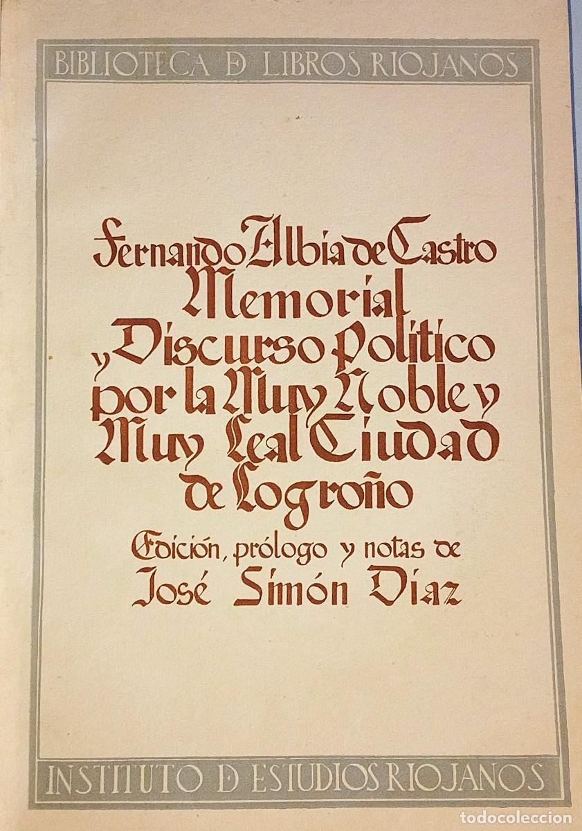 Libros de segunda mano: MEMORIAL HIST&Oacute;RICO POR LA CIUDAD DE LOGRO&Ntilde;O - Foto 2