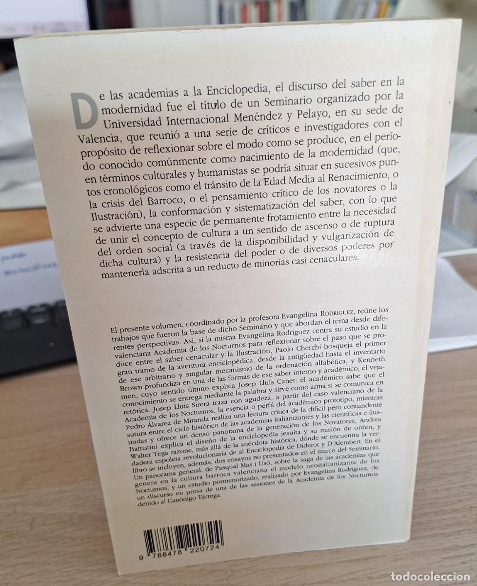 Libros de segunda mano: DE LAS ACADEMIAS A LA ENCICLOPEDIA - AA.VV - Foto 2