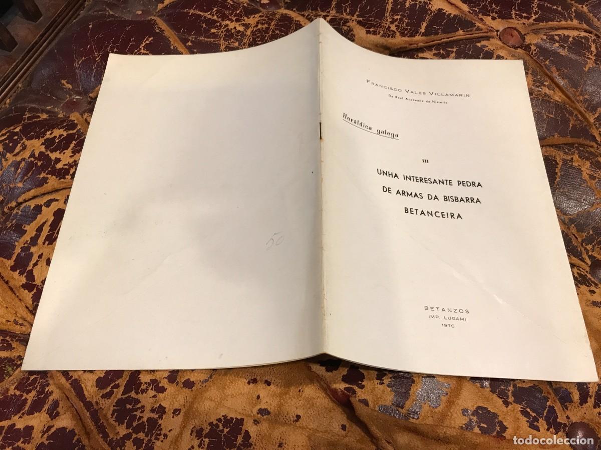 Libros de segunda mano: FRANCISCO VALES VILLAMAR&Iacute;N. HER&Aacute;LDICA GALEGA. UNHA INTERESANTE PEDRA DE ARMAS DA BISBARRA BETANCEIRA