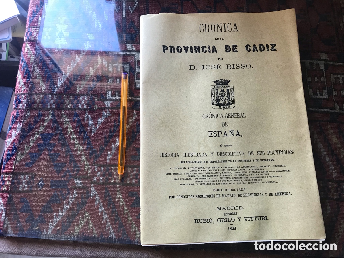 Libros de segunda mano: Cr&oacute;nica de la provincia de C&aacute;diz. Jos&eacute; Bisso. - Foto 1