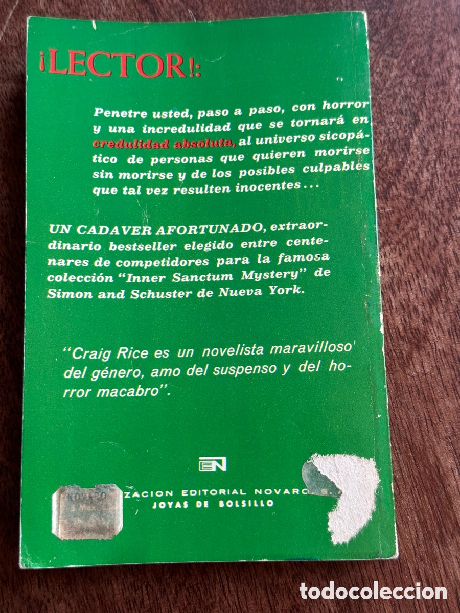 Libros de segunda mano: Un cadaver afortunado Craig Rice - Foto 3