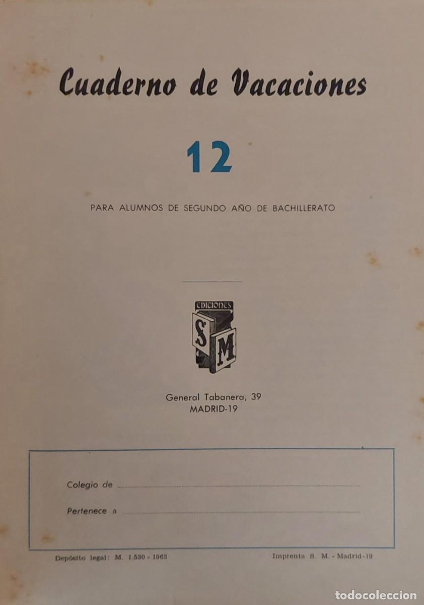 Libros de segunda mano: CUADERNO DE VACACIONES ( EDICIONES S.M. N.&ordm; 12 ) 1963 SIN USAR - Foto 2