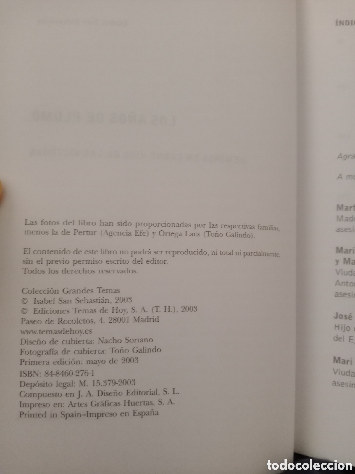 Libros de segunda mano: Los a&ntilde;os de plomo Isabel San Sebasti&aacute;n - Foto 3