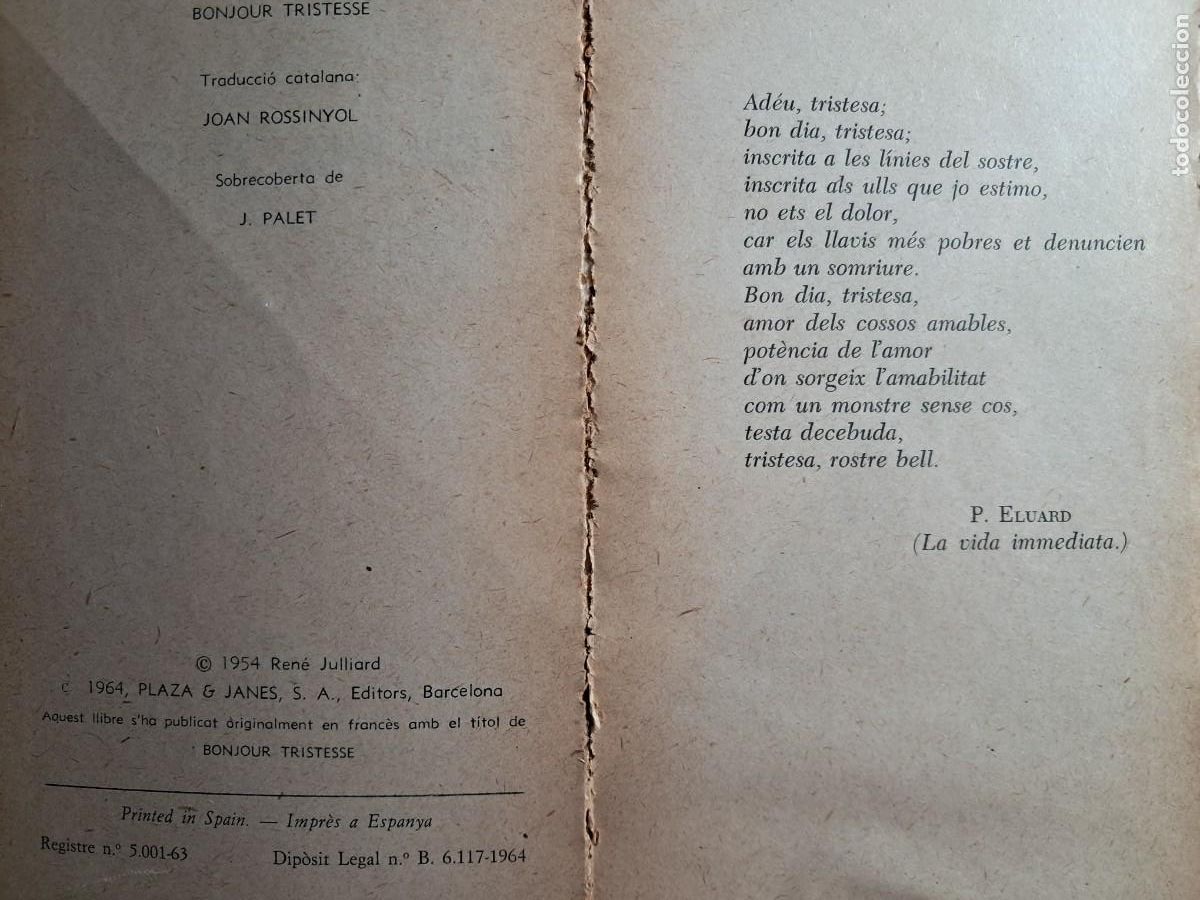 Libros de segunda mano: Llibre: Bon dia, tristesa, libre de Fran&ccedil;oise Sagan - Foto 3