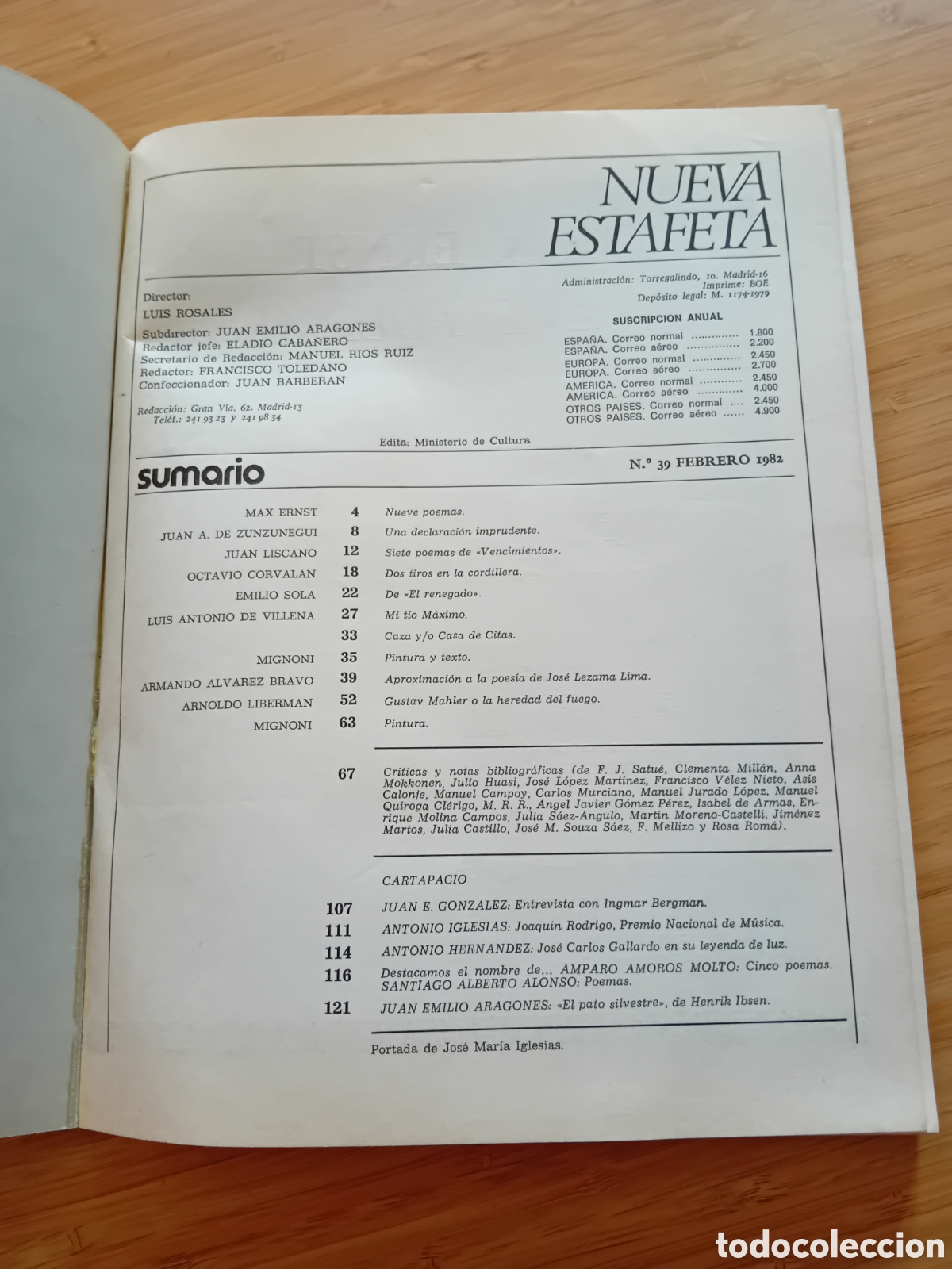 Libros de segunda mano: Nueva estafeta n&ordm;39 febrero 1982 - Foto 2
