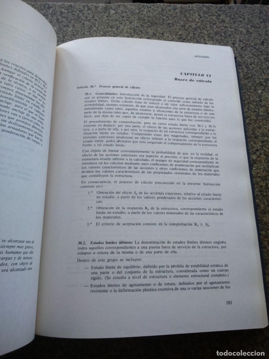 Libros de segunda mano: INSTRUCCION PARA EL PROYECTO Y LA EJECUCION DE OBRAS DE HORMIGON EN MASA O ARMADO - Foto 3