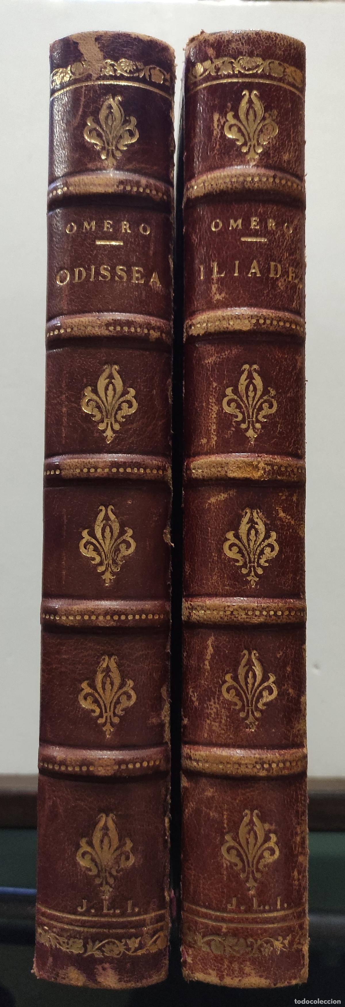 Libros de segunda mano: ODISSEA - ILIADE - 2 TOMOS - OMERO - Odisea - Iliada - Homero en italiano - encuadernaci&oacute;n PIEL