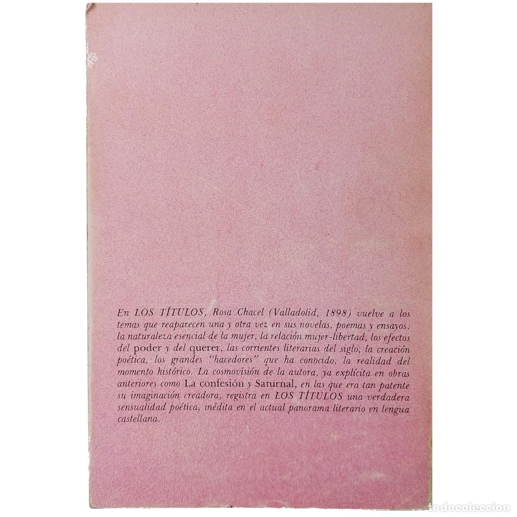Libros de segunda mano: LOS T&Iacute;TULOS. Chacel, Rosa - Foto 2