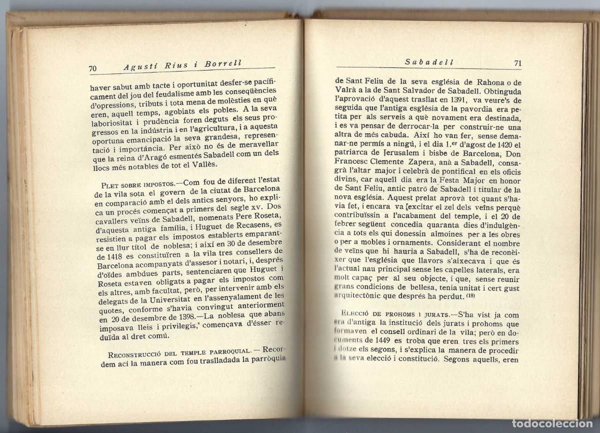 Libros de segunda mano: SABADELL MONOGRAF&Iacute;A. AGUST&Iacute; RIUS I BORRELL. 1929 - Foto 7