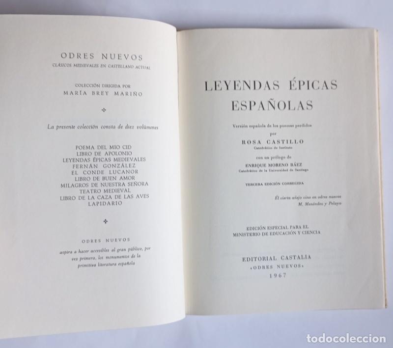 Libros de segunda mano: LEYENDAS EPICAS ESPA&Ntilde;OLAS - ANONIMO - EDITORIAL CASTALIA. 1967 - Foto 3