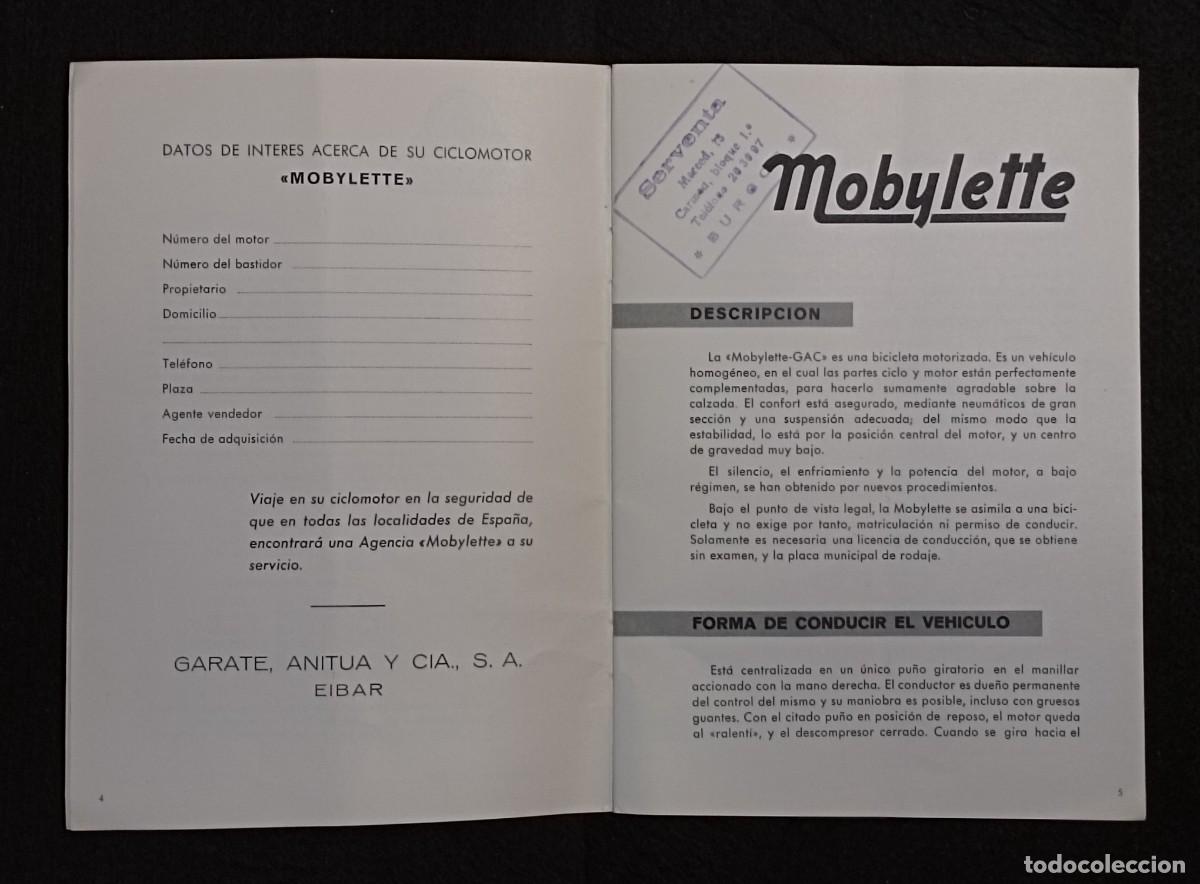 Libros de segunda mano: Manual de entretenimiento Ciclomotor MOBYLETTE. 1967.. - Foto 3