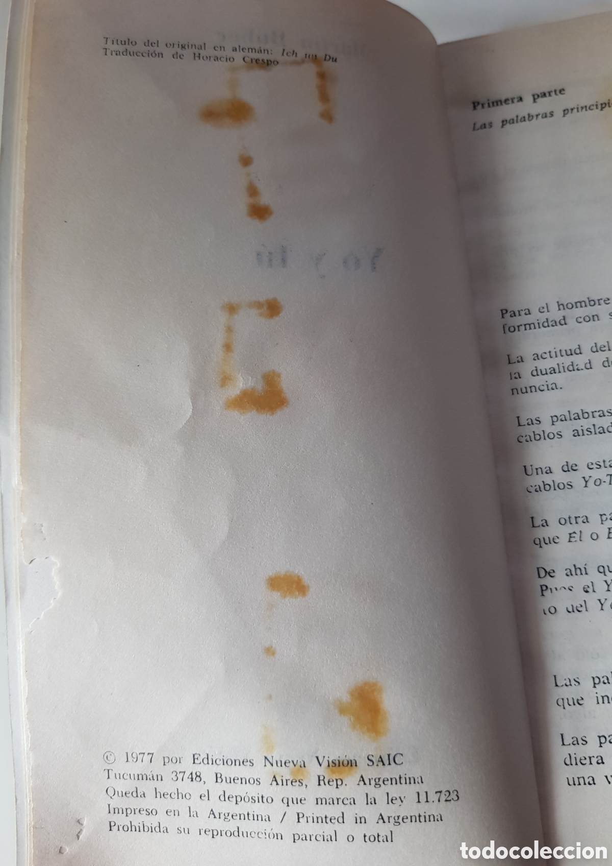 Libros de segunda mano: Yo y t&uacute;. Mart&iacute;n Buber,ediciones nueva visi&oacute;n, Buenos Aires 1977. - Foto 8