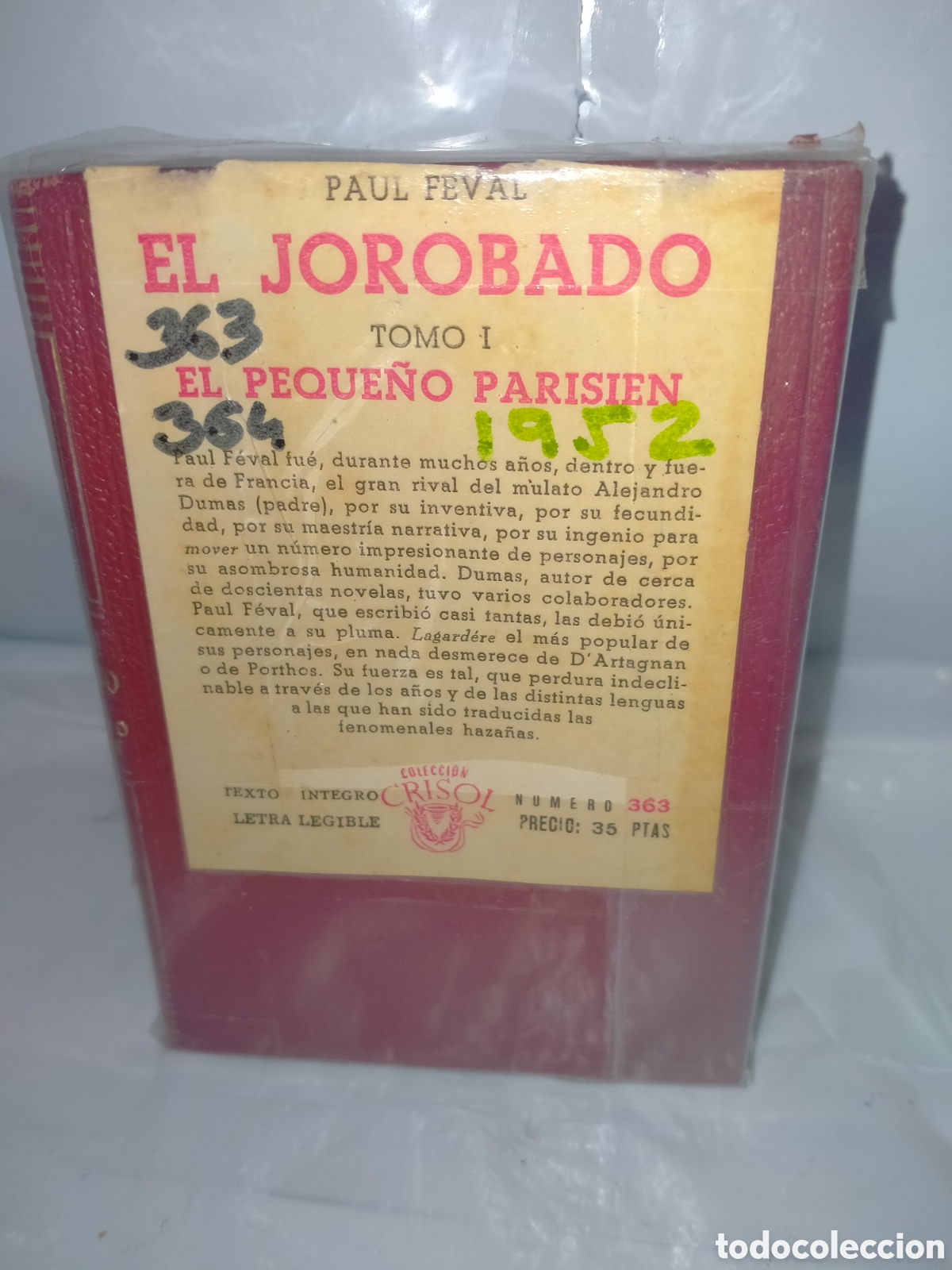 Libros de segunda mano: PAUL FEVAL.El jorobado(2Tomos).Editorial Aguilar(CRISOL)