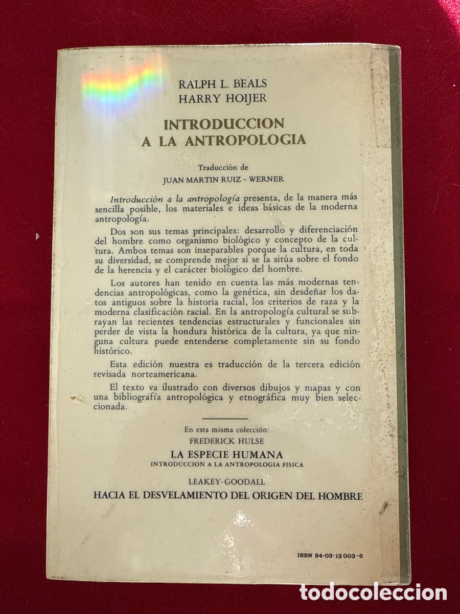 Libros de segunda mano: Introducci&oacute;n a la Antropolog&iacute;a. Ralph L. Beals y Harry Hoijer. - Foto 3
