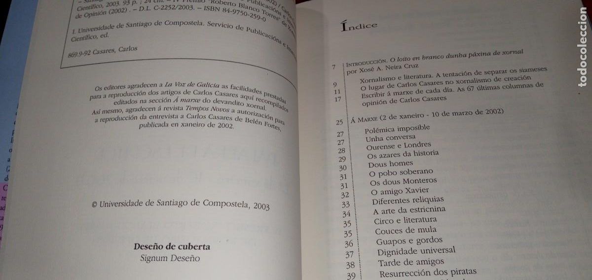 Libros de segunda mano: &Aacute; marxe Palabra de escritor Carlos Casares - Foto 3