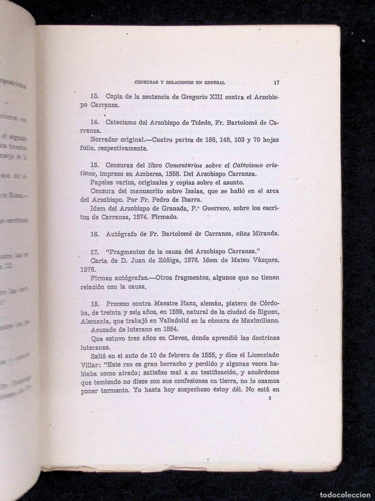 Libros de segunda mano: PAPELES DE INQUISICI&Oacute;N. Catalogo y extractos. - PAZ Y M&Eacute;LIS, A. - Foto 3