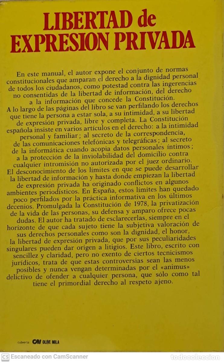 Libros de segunda mano: Libertad de expresi&oacute;n privada - C&eacute;sar Molinero - Foto 2