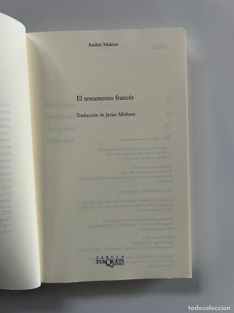 Libros de segunda mano: EL TESTAMENTO FRANCES. ANDREI MAKINE - Foto 4