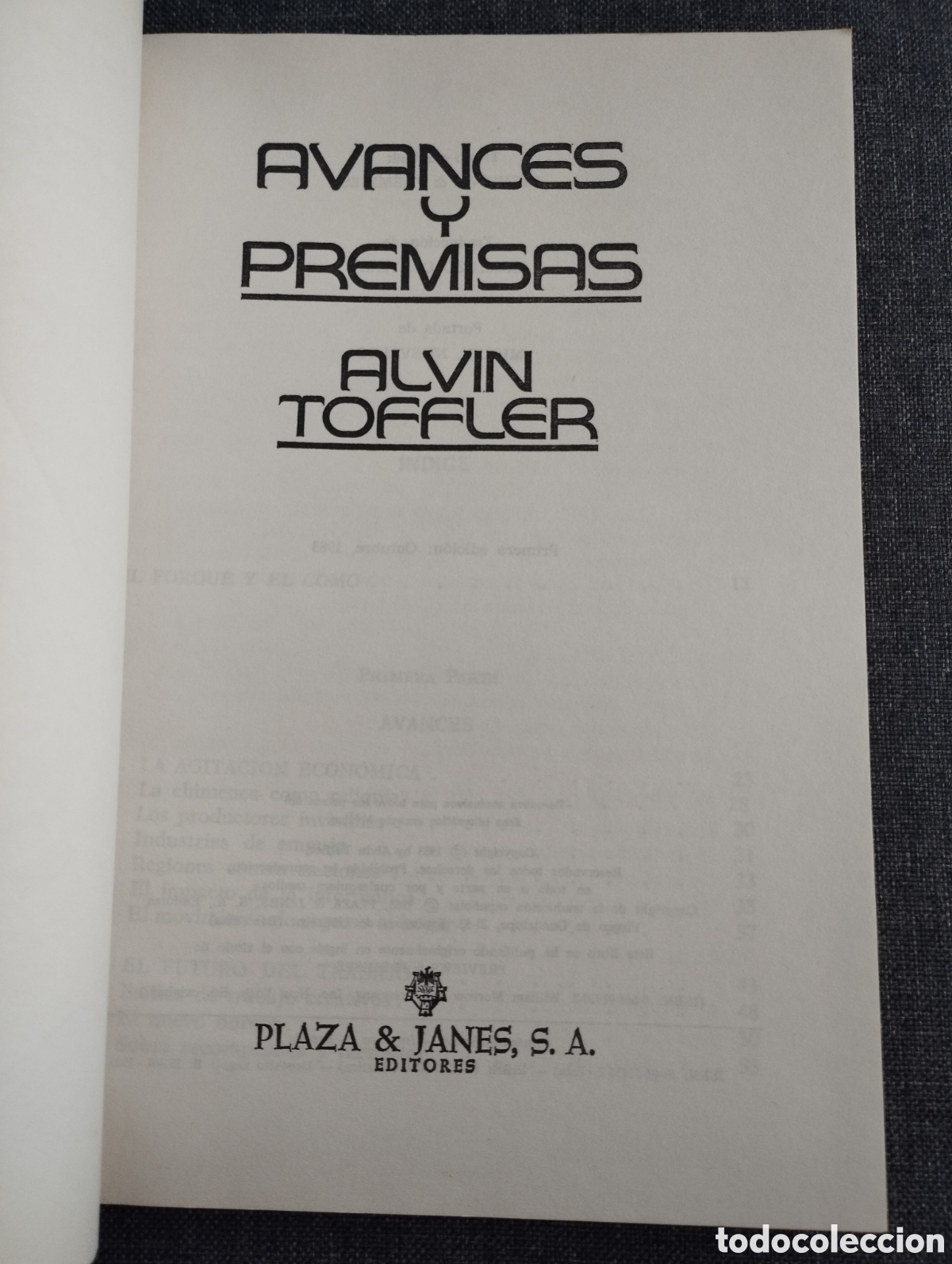 Libros de segunda mano: AVANCES Y PREMISAS (ALVIN TOFFLER) - Foto 2