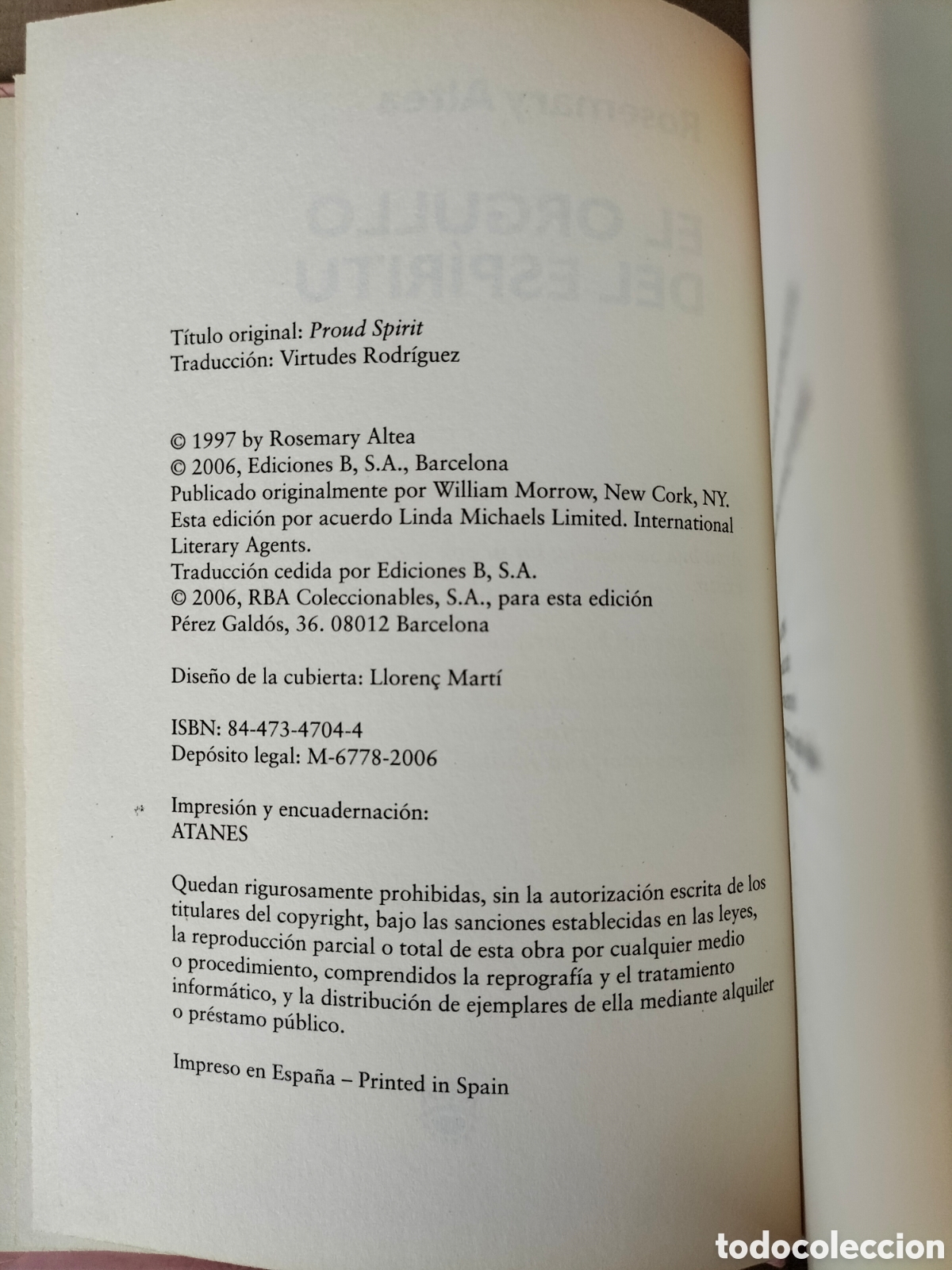 Libros de segunda mano: El orgullo del esp&iacute;ritu. Rosemary Altea. RBA coleccionables, 2006. Libro - Foto 3