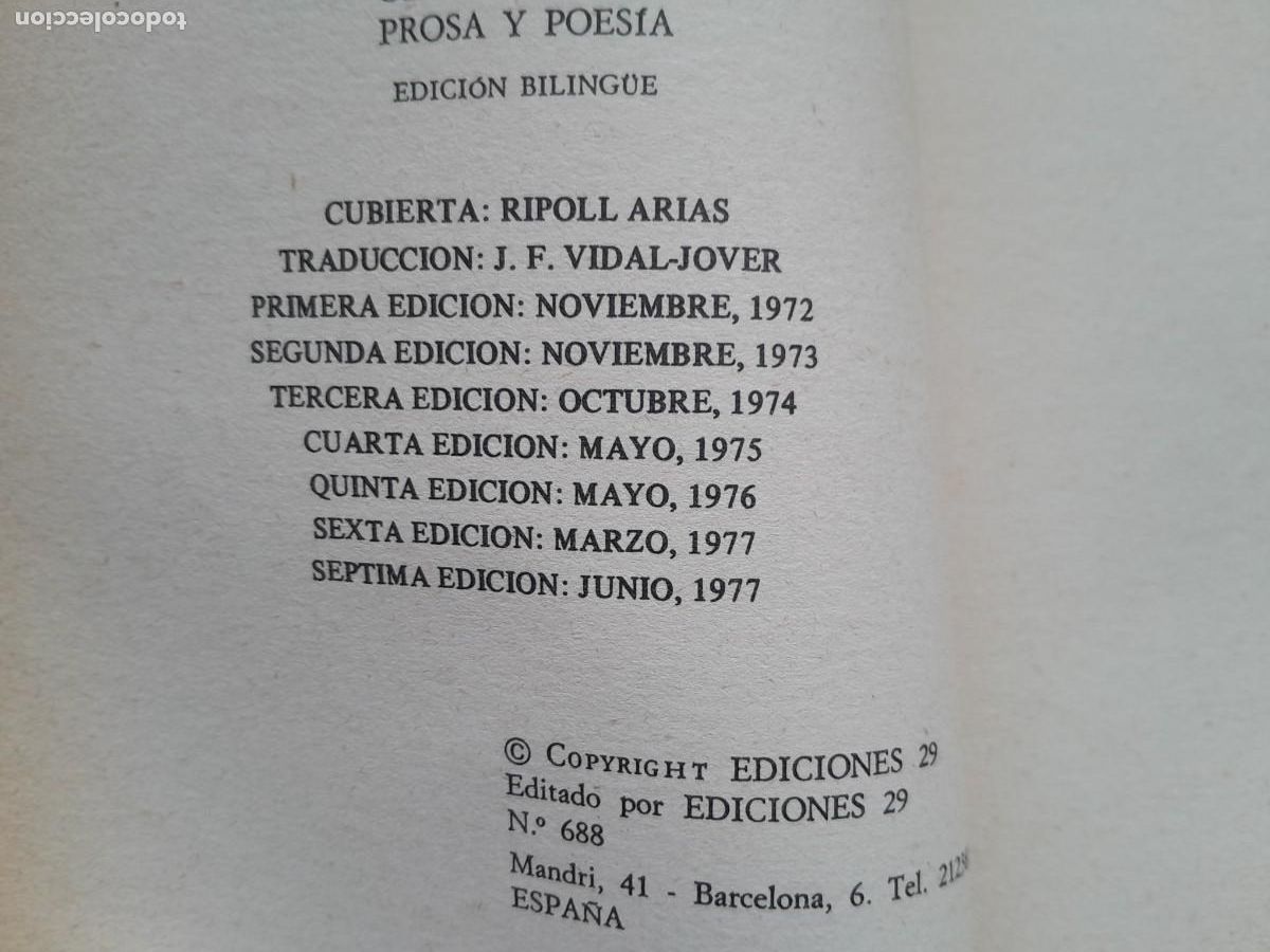 Libros de segunda mano: RIMBAUD OBRA COMPLETA. PROSA Y VERSO EDICION BILING&Uuml;E. EDICIONES 29, 1977. - Foto 4