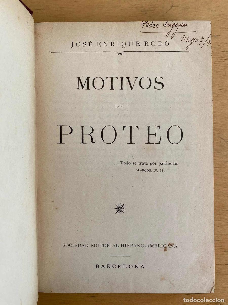 Libros de segunda mano: Motivos de Proteo - Jose Enrique Rodo - Foto 1