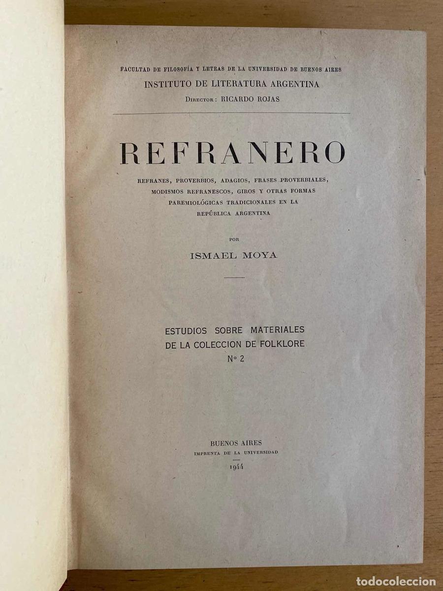 Libros de segunda mano: Refranero - Ismael Moya - Foto 1