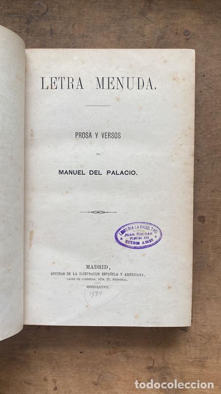 Libros de segunda mano: Letra menuda. Prosa y versos - Del Palacio Manuel - Foto 1