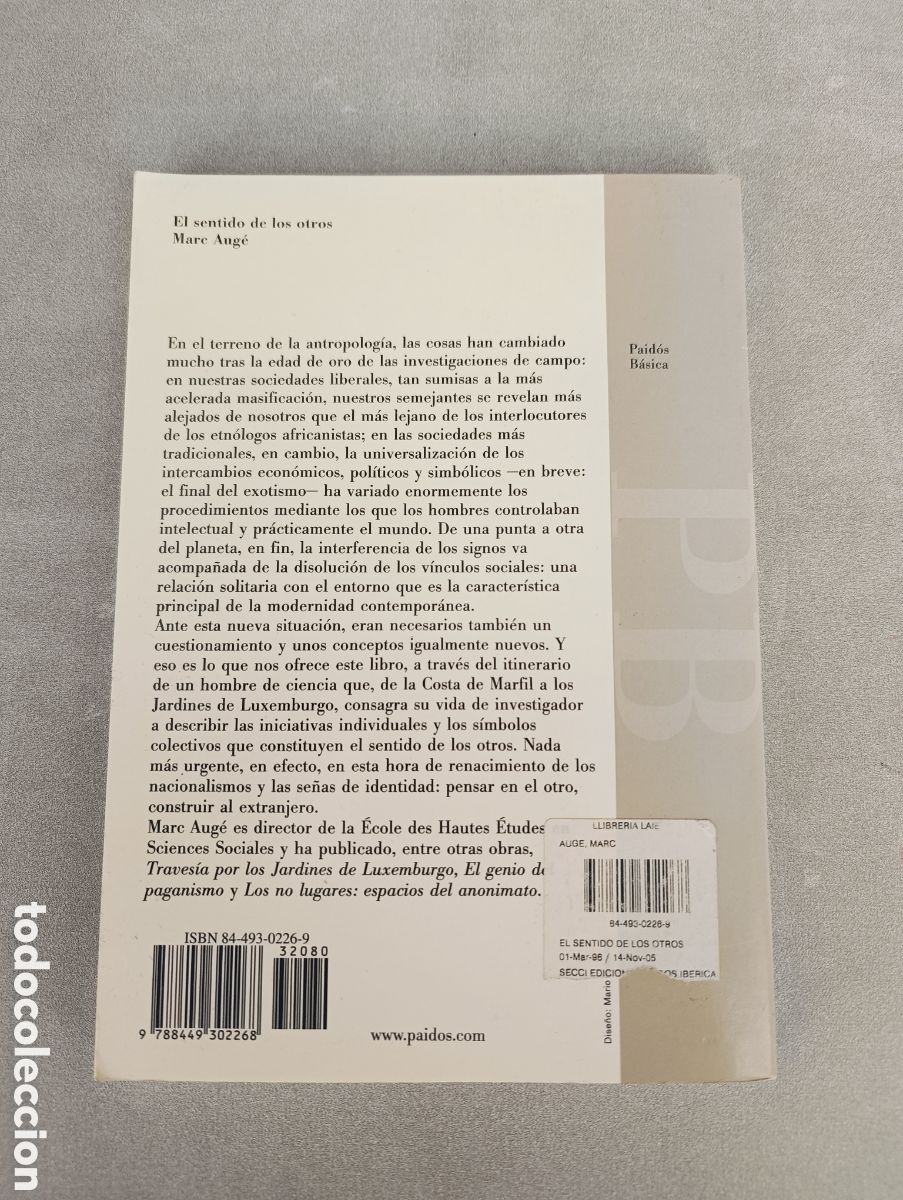 Libros de segunda mano: El sentido de los otros. Marc Aug&eacute;. - Foto 3