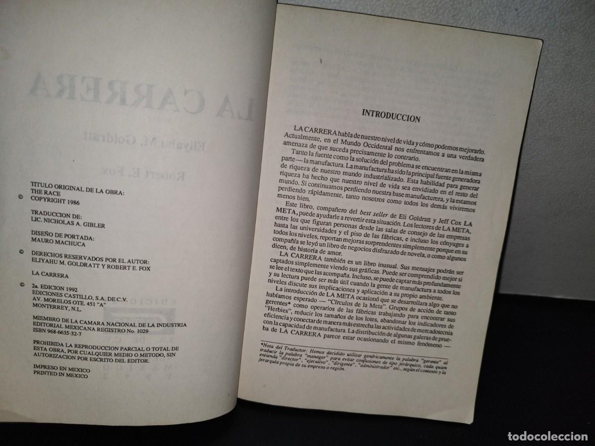 Libros de segunda mano: 139- LA CARRERA - ELIYAHU M. GOLDRATT, ROBERT E. FOX - EDICIONES CASTILLO 1992 - Foto 5