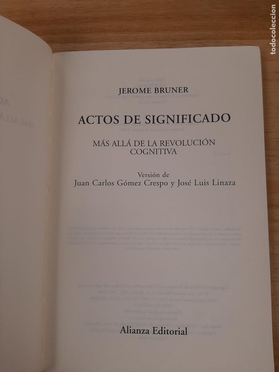 Libros de segunda mano: Actos de significado - Jerome Bruner - Alianza - 1998 - Foto 4