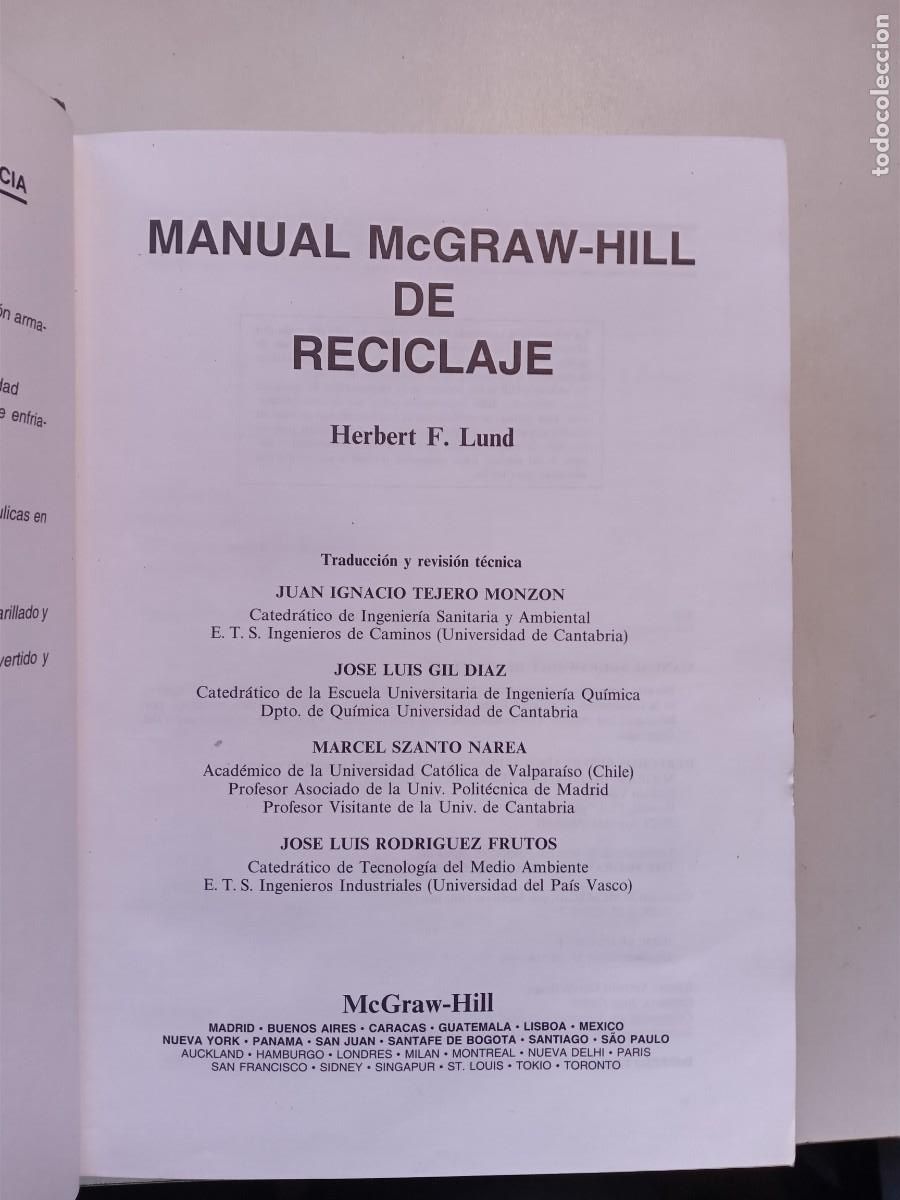 Libros de segunda mano: MANUAL McGRAW-HILL DE RECICLAJE - HERBERT F. LUND - 1996 - Foto 5