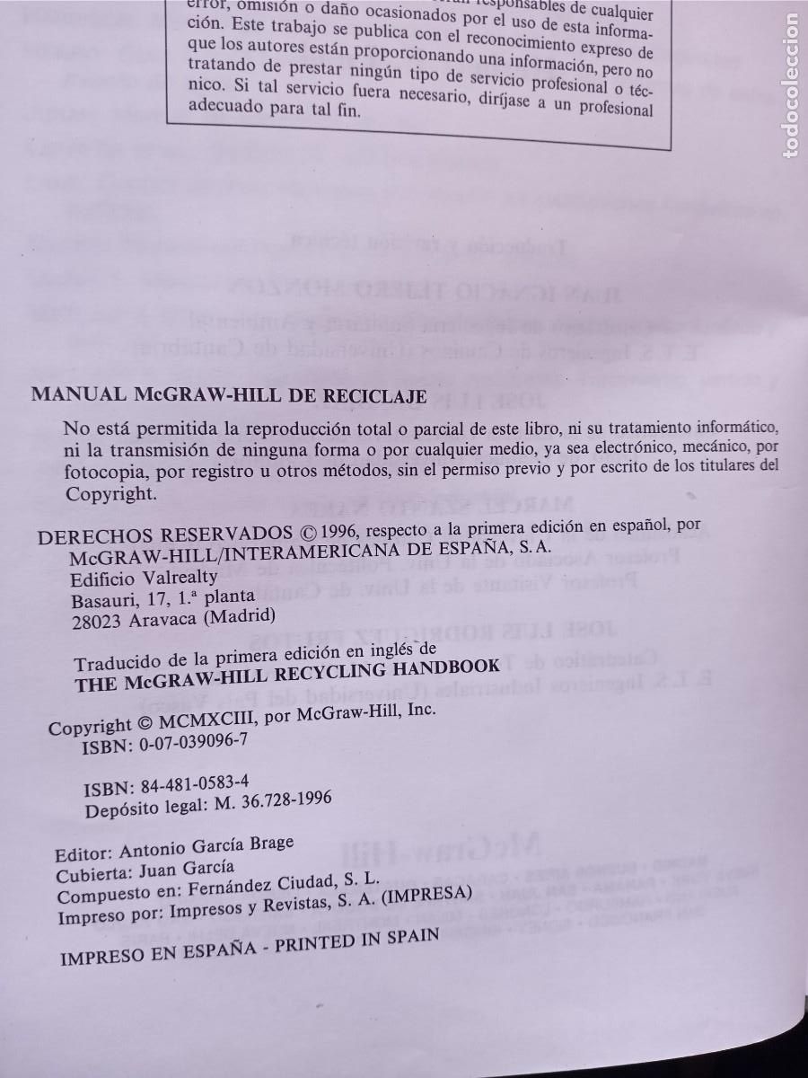Libros de segunda mano: MANUAL McGRAW-HILL DE RECICLAJE - HERBERT F. LUND - 1996 - Foto 6