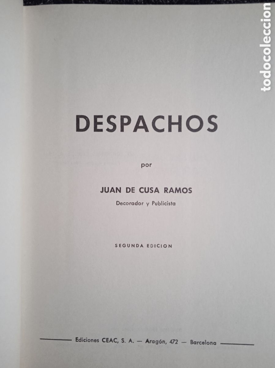 Libros de segunda mano: Despachos, / Juan de Cusa. -DECORACION - Foto 2